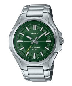 Casio Standard Analog Stainless Steel Green Dial Solar MTP-RS100D-3AV Men's Watch