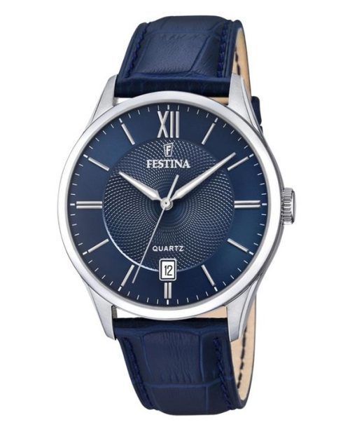 Festina Classics Leather Strap Blue Dial Quartz F20426-2 100M Men's Watch