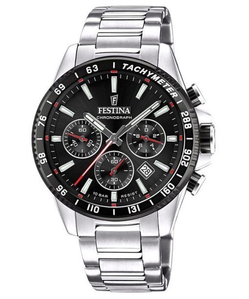 Festina Timeless Chronograph Stainless Steel Black Dial Quartz F20560-6 100M Men's Watch