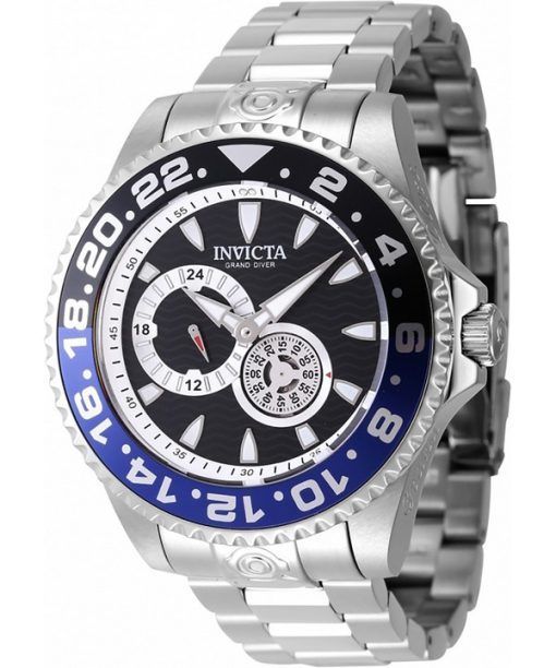 Invicta Pro Diver Stainless Steel Black And Blue Bezel With Black Dial Automatic Diver's 47300 300M Men's Watch