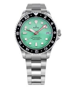 Ratio FreeDiver GMT Series Sapphire Stainless Steel Green Dial Automatic RTF059 200M Men's Watch