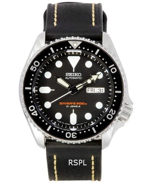 Seiko Automatic Diver's Ratio Black Leather SKX007J1-LS2 200M Men's Watch