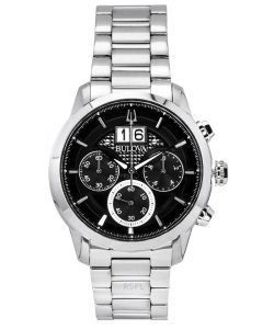 Bulova Sutton Big Date Chronograph Stainless Steel Black Dial Quartz 96B319 Men's Watch