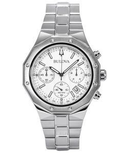 Bulova Classic Precisionist Chronograph Stainless Steel Silver Dial Quartz 96B408 100M Mens Watch