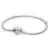 Pandora Moments Silver Bracelet With Heart Shaped Clasp 590719-17 For Women