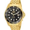 Invicta Pro Diver Gold Tone Stainless Steel Black Dial Quartz 30614 100M Mens Watch