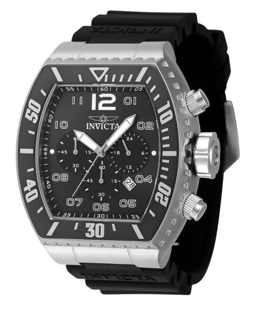 Invicta Pro Diver Chronograph Silicone Strap Black Dial Quartz 47282 100M Mens Watch