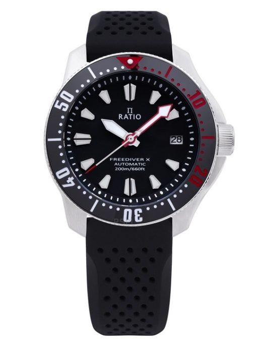 Ratio FreeDiver X Marine Black With Black Ceramic Inlay Automatic Diver RTX001 200M Men's Watch