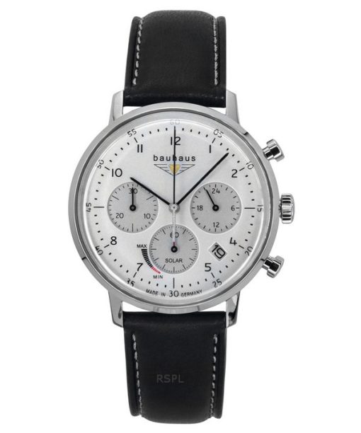 Bauhaus Classic Chronograph Stainless Steel Leather Strap White Dial Solar 20861 Men's Watch