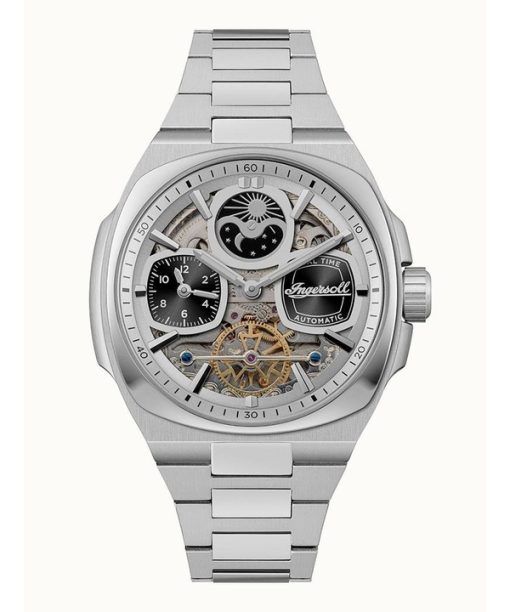 Ingersoll The Spirit Moon Phase Stainless Steel Silver Skeleton Dial Automatic I15802 Men's Watch