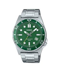 Casio Standard Analog Stainless Steel Green Dial Quartz MTD-135D-3AV Men's Watch