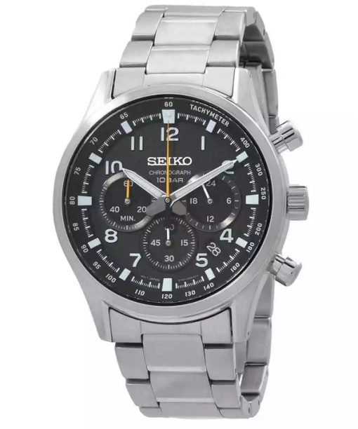 Seiko Discover More Sport Chronograph Stainless Steel Black Dial Quartz SSB447P1 100M Men's Watch