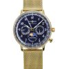 Zeppelin LZ 129 Hindenburg Moon Phase Gold Tone Stainless Steel Blue Dial Quartz 7039M2 Men's Watch