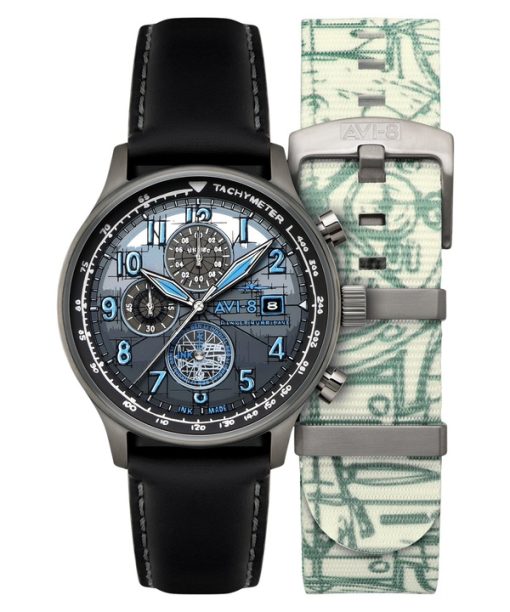 AVI-8 Hawker Hurricane Inkdial Chronograph Limited Edition Grey Dial Quartz AV-4123-01 Men's Watch With Extra Strap