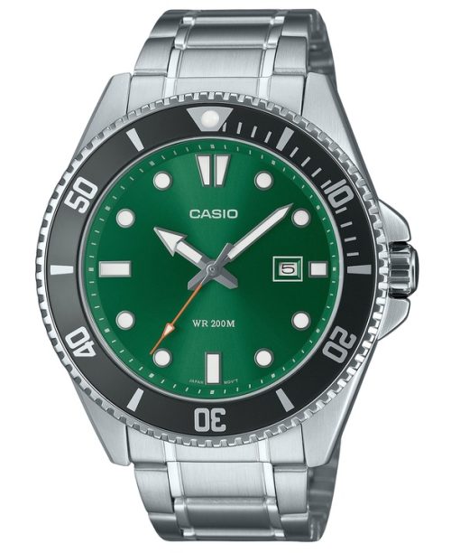 Casio Standard Analog Stainless Steel Green Dial Quartz MDV-107D-3A2V 200M Men's Watch