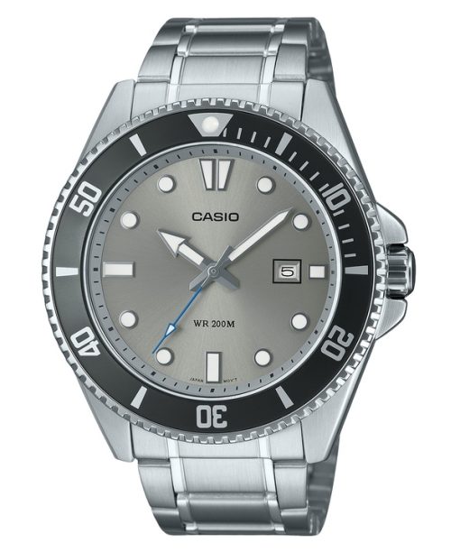 Casio Standard Analog Stainless Steel Grey Dial Quartz MDV-107D-8AV 200M Men's Watch