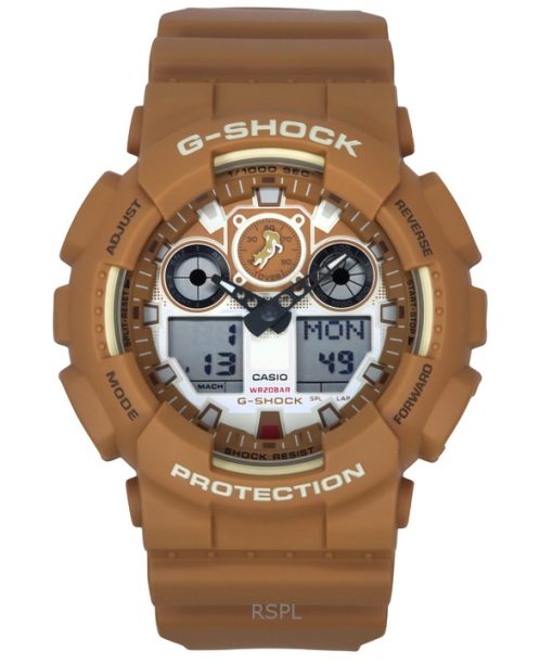 Casio G-Shock Analog Digital The Shiba Inu Resin Strap Brown Dial Quartz GA-100SHB-5A 200M Men's Watch