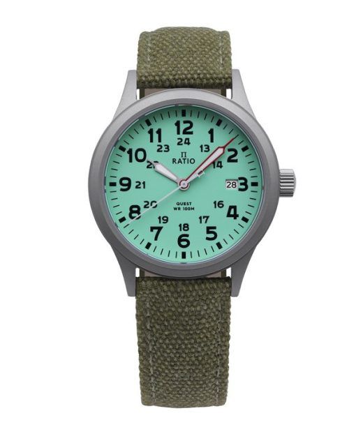 Ratio Quest Men's Field Watch Sapphire Canvas Strap Quartz RTQ021 100M Lewis And Clark Edition