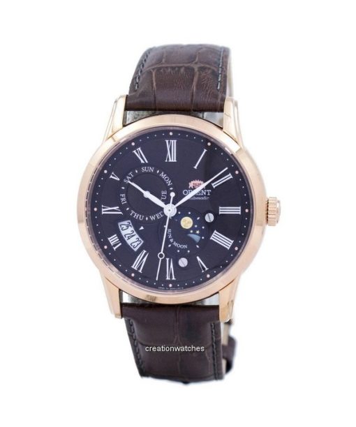 Refurbished Orient Sun And Moon Leather Strap Dark Brown Dial Automatic SAK00003T0 Men's Watch