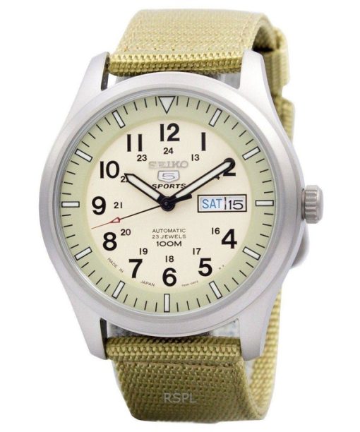 Refurbished Seiko 5 Military Stainless Steal Beige Dial Automatic SNZG07J1 100M Men's Watch