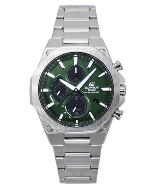 Casio Edifice Slim Line Analog Chronograph Stainless Steel Green Dial Solar EFS-S570D-3A 100M Men's Watch