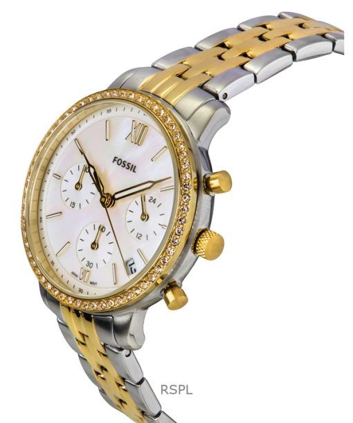 Fossil Neutra Chronograph Two Tone Stainless Steel White Mother Of Pearl Dial Quartz ES5216 Women's Watch