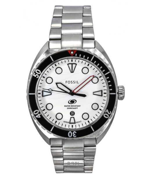 Fossil Breaker Stainless Steel White Dial Quartz Diver's FS6063 200M Men's Watch