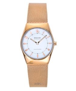 Skagen Grenen Lille Rose Gold Tone Stainless Steel White Dial Solar SKW3078 Women's Watch